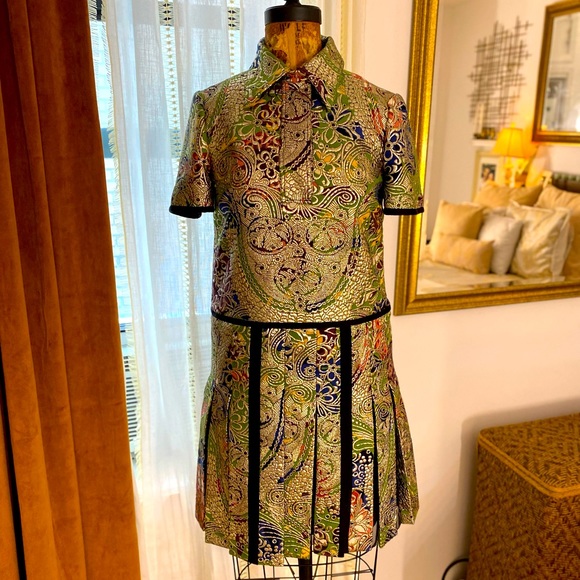 Burberry Floral Print Metallic Dress - Picture 1 of 8